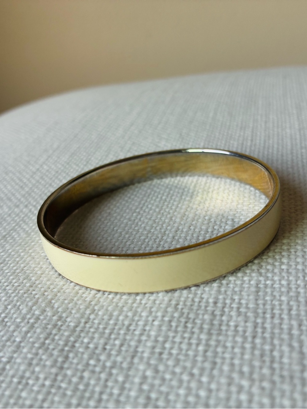 J.Crew Cream Ivory Gold Cuff Bracelet 1cm Wide One Size